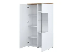Armário de porcelana 2 portas Liko branco e madeira 140cm