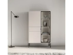 Armário de porcelana 3 portas 1 gaveta Paige caxemira e preto 150cm