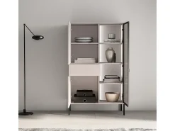 Armário de porcelana 3 portas 1 gaveta Paige caxemira e preto 150cm
