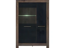 Armário de porcelana 2 portas Adam madeira e preto 148cm