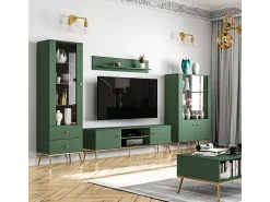 Armário de porcelana 4 portas Thalia verde 152cm