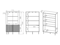 Armário de porcelana 4 portas Nova bege 151cm