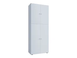 Armário de sapato de madeira VCM | Dimensões: L. 70 x A. 184 x P. 40 cm | Armário para uso integral | 9 compartimentos | 4 Portas rotativas - Lona (Branco)