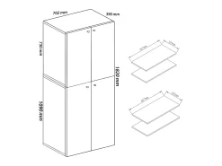 Armário de sapato de madeira VCM | Dimensões: L. 70 x A. 184 x P. 40 cm | Armário para uso integral | 9 compartimentos | 4 Portas rotativas - Lona (Branco)