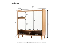 Armário de sapatos moderno 90×35×99 cm - 3 portas e 1 gaveta - branco+marrom