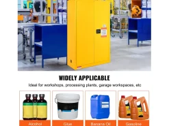Armário de Segurança para Produtos Inflamáveis ​​SucceBuy 170,3 L 109x46x165,5 Cm, ​​Armário à Prova de Fogo para Líquidos Inflamáveis, com 2 Prateleiras Ajustáveis