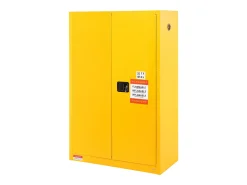 Armário de Segurança para Produtos Inflamáveis ​​SucceBuy 170,3 L 109x46x165,5 Cm, ​​Armário à Prova de Fogo para Líquidos Inflamáveis, com 2 Prateleiras Ajustáveis