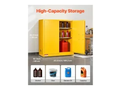Armário de Segurança SucceBuy para Produtos Inflamáveis de 110 L 109,2 x 46 x 118 cm, Armário Corta-Fogo para Líquidos Inflamáveis, em Aço Laminado