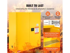 Armário de Segurança, SucceBuy Armário de Segurança Inflamável 114 L Amarelo 109,5 × 46 × 127,3 cm Armário Amarelo