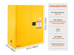 Armário de Segurança, SucceBuy Armário de Segurança Inflamável 114 L Amarelo 109,5 × 46 × 127,3 cm Armário Amarelo
