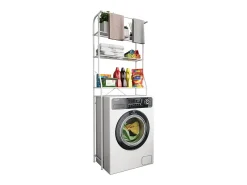 Armário de sobreposição de metal VCM | Máquina de lavar roupa | Dimensões: A. 167 x L. 60 x P.24 cm | 3 prateleiras - Tubas L (Branco)