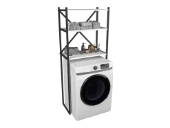 Armário de superestrutura de metal VCM | Máquina de lavar roupa | Dimensões: A. 160 x L. 66 x P. 34 cm | 3 prateleiras feitas de madeira - Insasi (Branco)