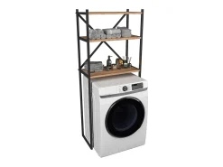 Armário de superestrutura de metal VCM | Máquina de lavar roupa | Dimensões: A. 160 x L. 66 x P. 34 cm | 3 prateleiras feitas de madeira - Insasi (carvalho mel)