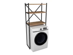 Armário de superestrutura de metal VCM | Máquina de lavar roupa | Dimensões: A. 160 x L. 66 x P. 34 cm | 3 prateleiras feitas de madeira - Insasi (carvalho mel)