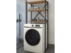 Armário de superestrutura de metal VCM | Máquina de lavar roupa | Dimensões: A. 160 x L. 66 x P. 34 cm | 3 prateleiras feitas de madeira - Insasi (carvalho mel)