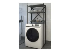 Armário de superestrutura de metal VCM | Máquina de lavar roupa | Dimensões: A. 160 x L. 66 x P. 34 cm | 3 prateleiras feitas de madeira - Insasi (Preto)