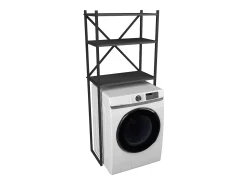 Armário de superestrutura de metal VCM | Máquina de lavar roupa | Dimensões: A. 160 x L. 66 x P. 34 cm | 3 prateleiras feitas de madeira - Insasi (Preto)
