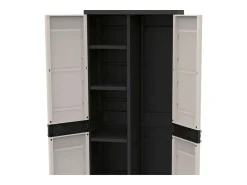 Armário de vassouras de titânio, 2 portas, 4 prateleiras, preto, 70 x 176 x 41 cm