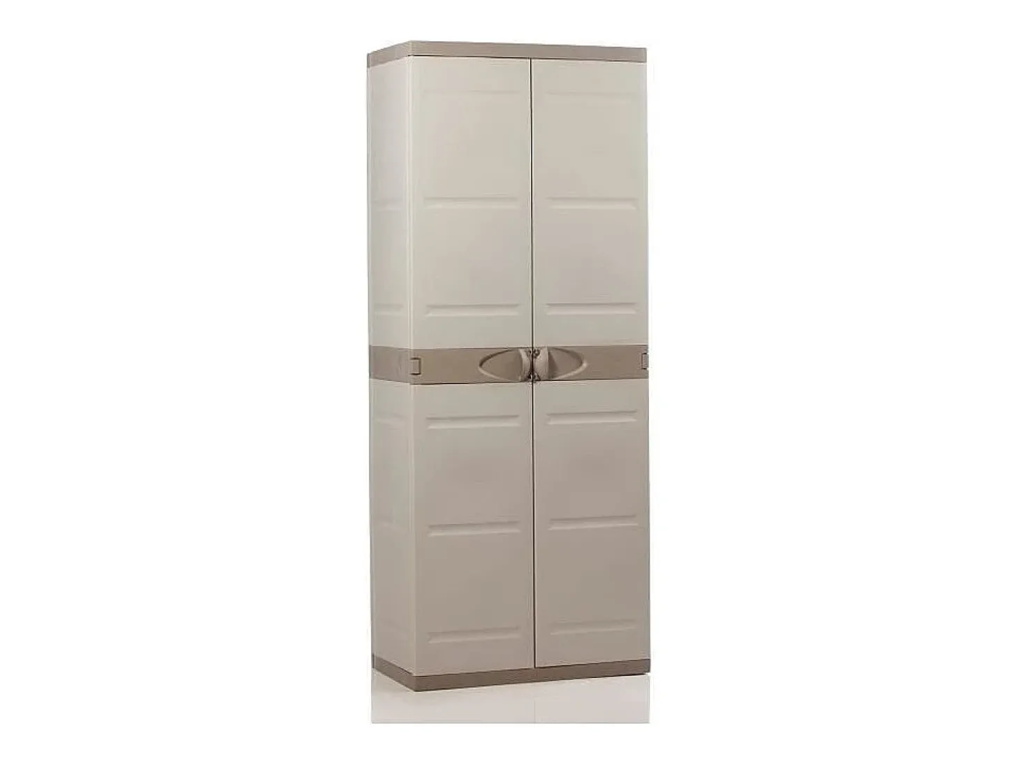 Armário de vassouras externo de titânio, 2 portas bege, 4 prateleiras, 70 x 176 x 41 cm