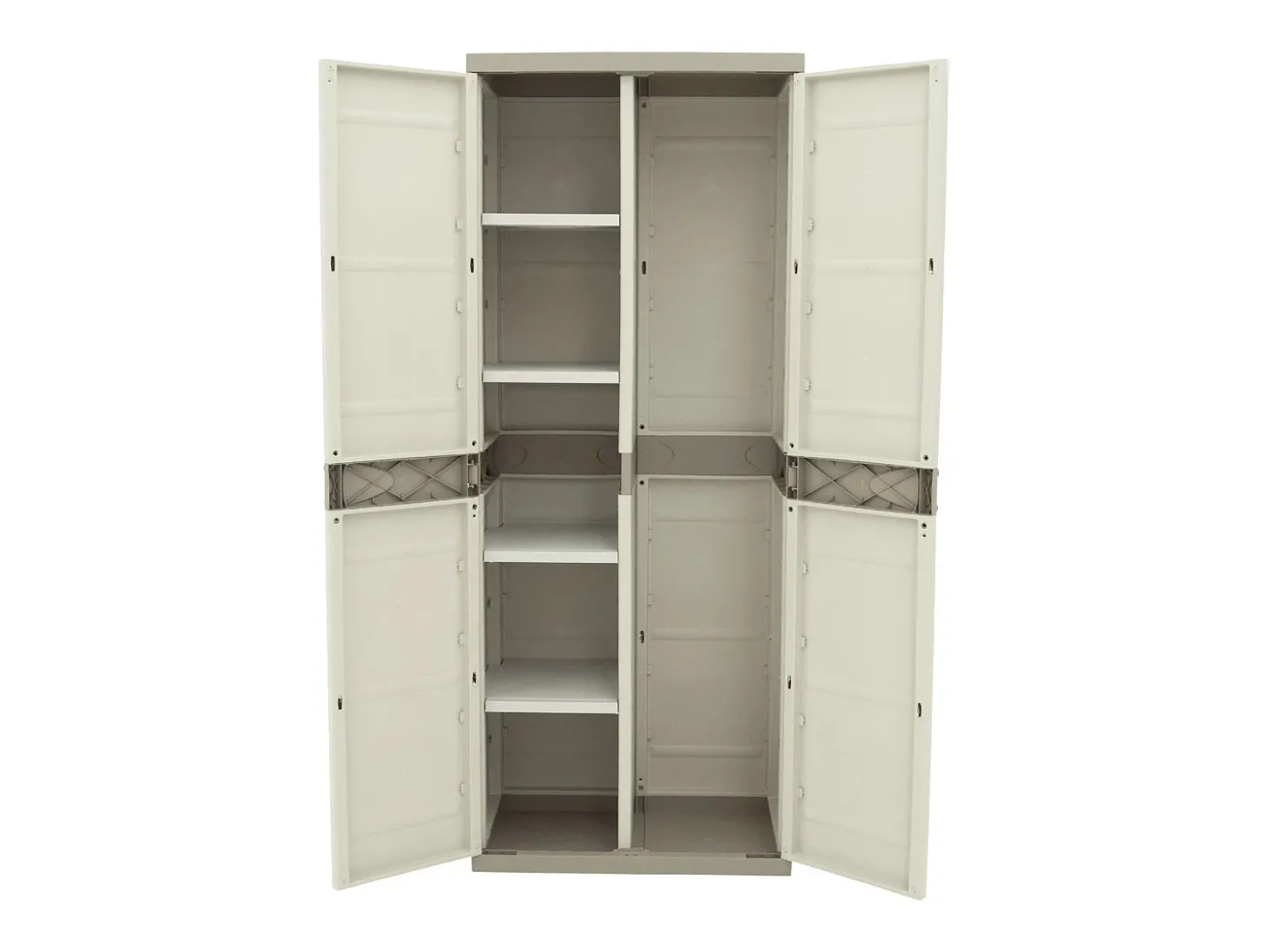 Armário de vassouras externo de titânio, 2 portas bege, 4 prateleiras, 70 x 176 x 41 cm