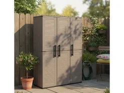 Armário de vassouras externo ou interno, armário com 3 portas e 3 prateleiras reguláveis â€<â€<em polipropileno, 100% Fabricado na Itália, 102x37h163 cm, cor cinza