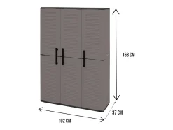 Armário de vassouras externo ou interno, armário com 3 portas e 3 prateleiras reguláveis â€<â€<em polipropileno, 100% Fabricado na Itália, 102x37h163 cm, cor cinza