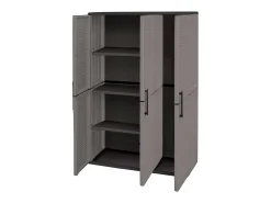Armário de vassouras externo ou interno, armário com 3 portas e 3 prateleiras reguláveis â€<â€<em polipropileno, 100% Fabricado na Itália, 102x37h163 cm, cor cinza