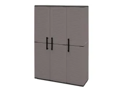 Armário de vassouras externo ou interno, armário com 3 portas e 3 prateleiras reguláveis â€<â€<em polipropileno, 100% Fabricado na Itália, 102x37h163 cm, cor cinza