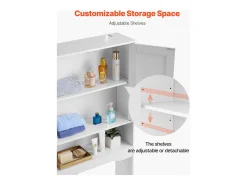 Armário de WC SucceBuy, Altura 165,1 cm, Arrumação Acima da Sanita ou Máquina de Lavar Roupa, Armário de Casa de Banho Economizador de Espaço, Branco