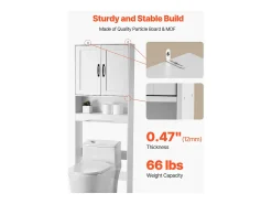 Armário de WC SucceBuy, Altura 165,1 cm, Arrumação Acima da Sanita ou Máquina de Lavar Roupa, Armário de Casa de Banho Economizador de Espaço, Branco