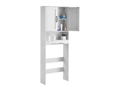 Armário de WC SucceBuy, Altura 165,1 cm, Arrumação Acima da Sanita ou Máquina de Lavar Roupa, Armário de Casa de Banho Economizador de Espaço, Branco
