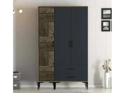 Armário Dgalbiat de 3 portas, mobiliário de quarto, roupeiro, roupeiro, 120x48h201 cm, nogueira e antracite