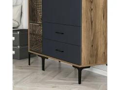 Armário Dgalbiat de 3 portas, mobiliário de quarto, roupeiro, roupeiro, 120x48h201 cm, nogueira e antracite