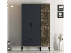 Armário Dgalbiat de 3 portas, mobiliário de quarto, roupeiro, roupeiro, 120x48h201 cm, nogueira e antracite