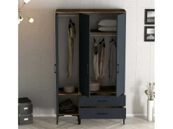 Armário Dgalbiat de 3 portas, mobiliário de quarto, roupeiro, roupeiro, 120x48h201 cm, nogueira e antracite