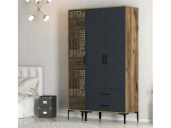 Armário Dgalbiat de 3 portas, mobiliário de quarto, roupeiro, roupeiro, 120x48h201 cm, nogueira e antracite
