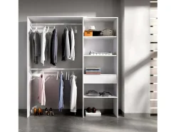 Armário Dgarut, Estrutura para guarda-roupa, Cabide aberto, 160x40h187 cm, Branco