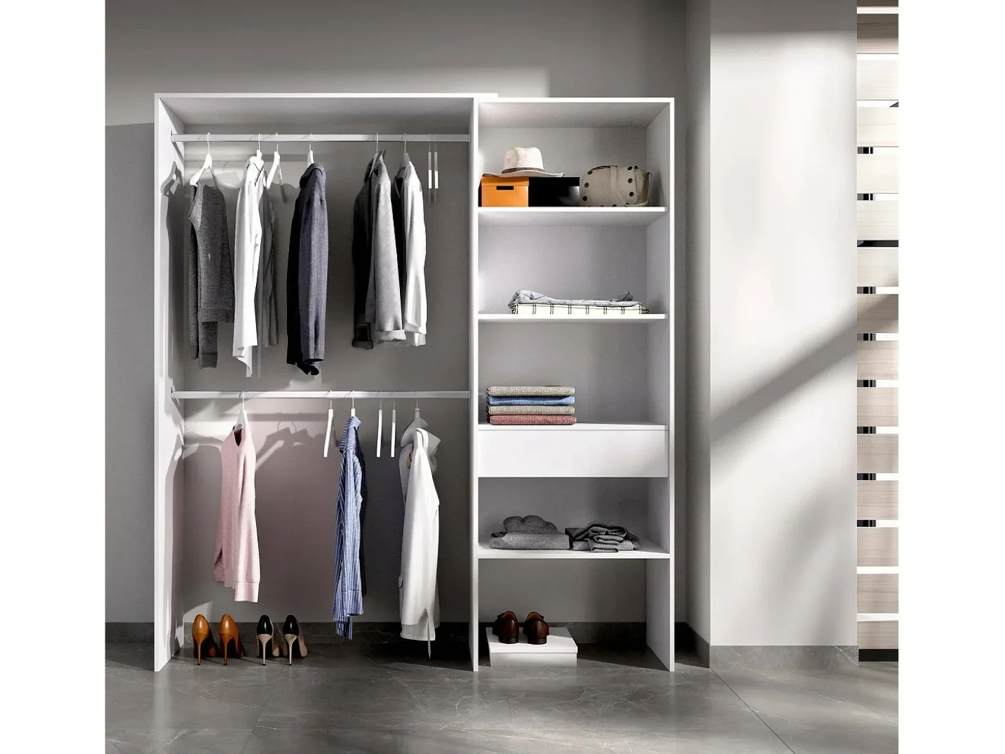 Armário Dgarut, Estrutura para guarda-roupa, Cabide aberto, 160x40h187 cm, Branco