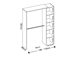 Armário Dgolett, Estrutura para guarda-roupa, Cabide aberto, 140x40h187 cm, Branco