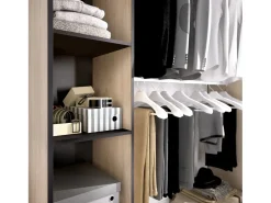 Armário Dgond, Estrutura para guarda-roupa, Cabide extensível aberto, 180x50h205 cm, Carvalho e Cinza