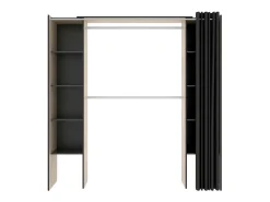 Armário Dgond, Estrutura para guarda-roupa, Cabide extensível aberto, 180x50h205 cm, Carvalho e Cinza