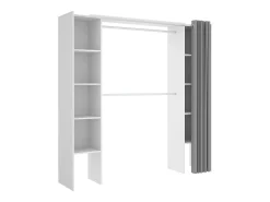 Armário Dgond, Estrutura para guarda-roupa, Cabide extensível aberto, 180x50h205 cm, Branco e Cinza