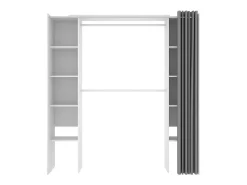 Armário Dgond, Estrutura para guarda-roupa, Cabide extensível aberto, 180x50h205 cm, Branco e Cinza