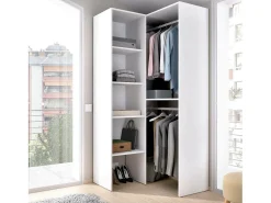 Armário dálmico, Estrutura para guarda-roupa de canto, Cabide de canto aberto, 79x88h186 cm, Branco