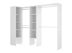 Armário Dmagrin, Estrutura para guarda-roupa de canto, Cabide de canto aberto, 228x79h187 cm, Branco
