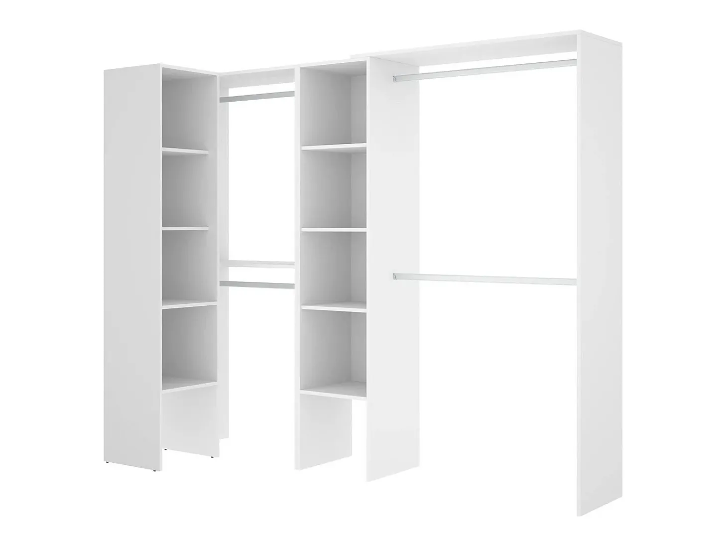 Armário Dmagrin, Estrutura para guarda-roupa de canto, Cabide de canto aberto, 228x79h187 cm, Branco