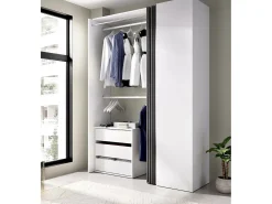 Armário Dmatin, Estrutura para guarda-roupa, Cabide aberto, 141x52h205 cm, Branco e Antracite