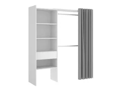 Armário Dober, Estrutura para guarda-roupa, Cabide aberto, 160x50h205 cm, Branco e Cinza