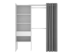 Armário Dober, Estrutura para guarda-roupa, Cabide aberto, 160x50h205 cm, Branco e Cinza