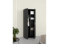 Armário Dscamacc de 2 portas, Móveis de quarto, Armário, Armário, 79x50 h201 cm, Preto